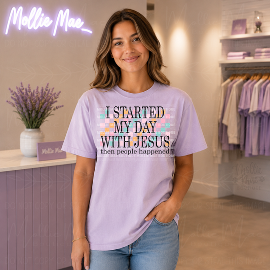 Started My Day With Jesus Graphic T-Shirt