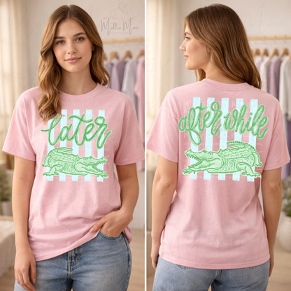 Later Gator Afterwhile Crocodile Coastal Stripe Graphic Tee
