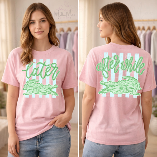 Later Gator Afterwhile Crocodile Coastal Stripe Graphic Tee