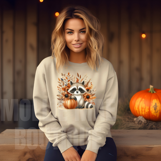 Fall Raccoon  Graphic Sweatshirt