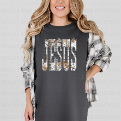 Jesus Grey Camo Graphic Tee