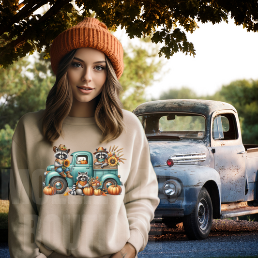 Raccoon Truck Graphic Sweatshirt