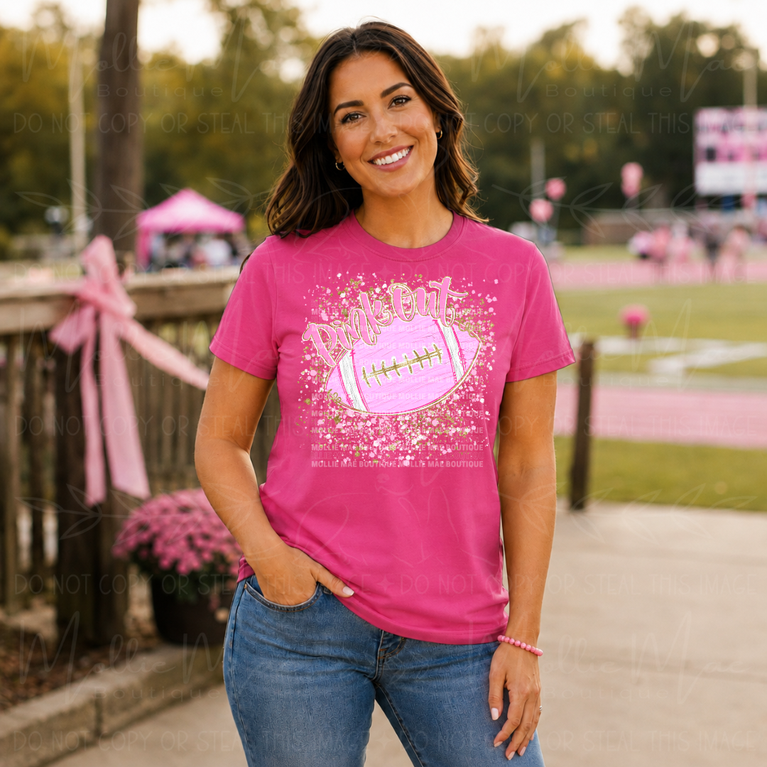 Pink Out Football Graphic Tee