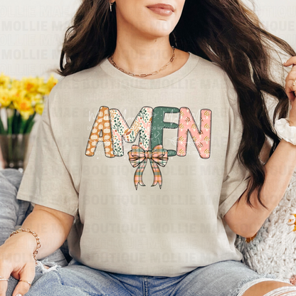 Amen with Bow Tee or Crewneck