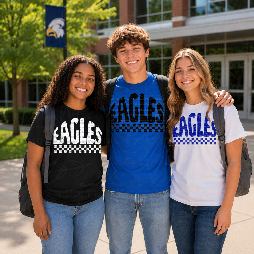 East Hickman Eagles Distressed Checkered Spirit T-Shirt