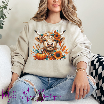 Boho Fall Highland Cow