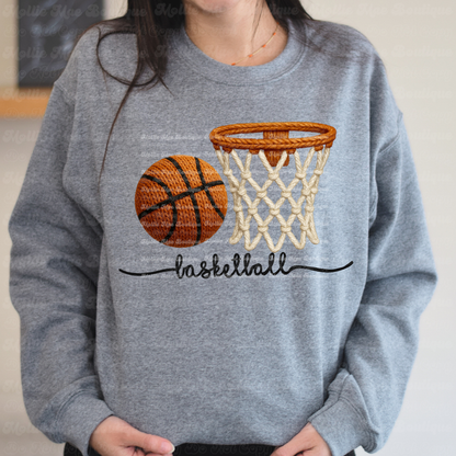 Basketball Faux Knit Graphic Sweatshirt