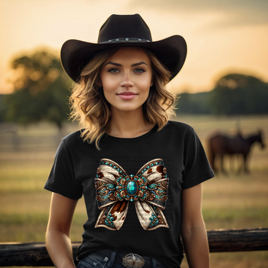 Cow Print and Turquoise Bow