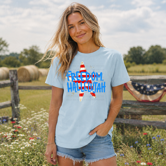 Freedom Hallelujah Patriotic Graphic Tee