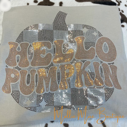 Hello Pumpkin Spangle Print Sweatshirt