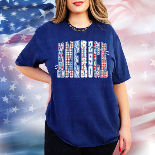 America 250 Patchwork Letter Graphic Tee
