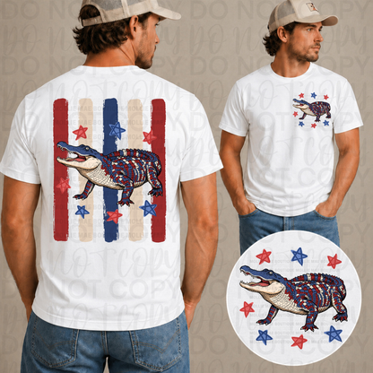 Stars, Stripes & Gator Patriotic Graphic Tee