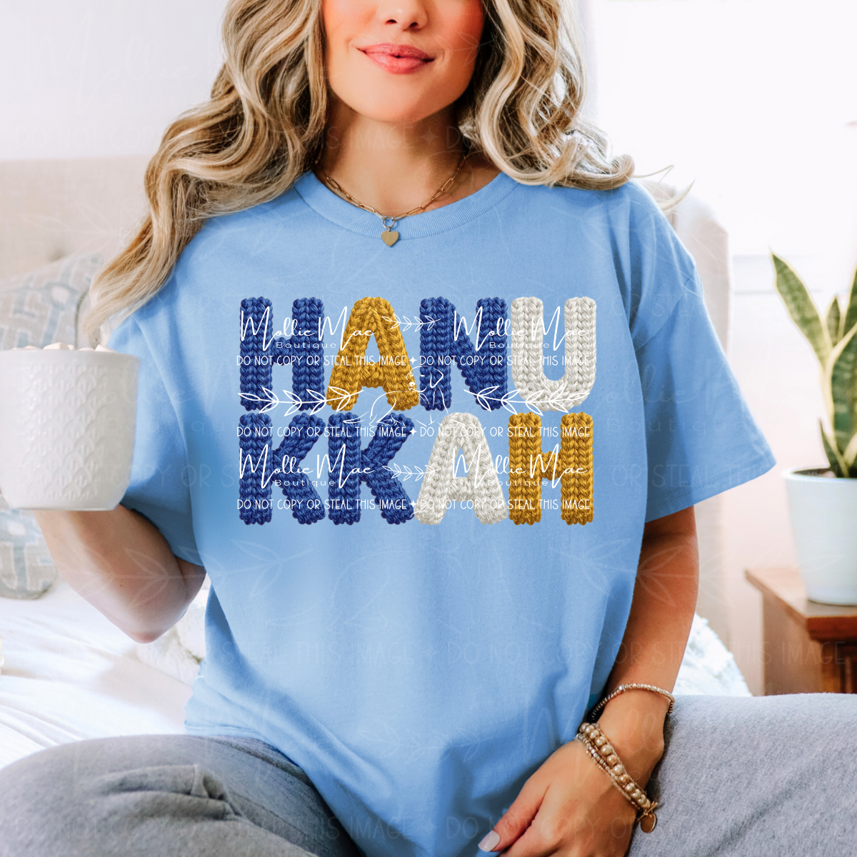Hanukkah Faux Crochet Tee or Sweatshirt