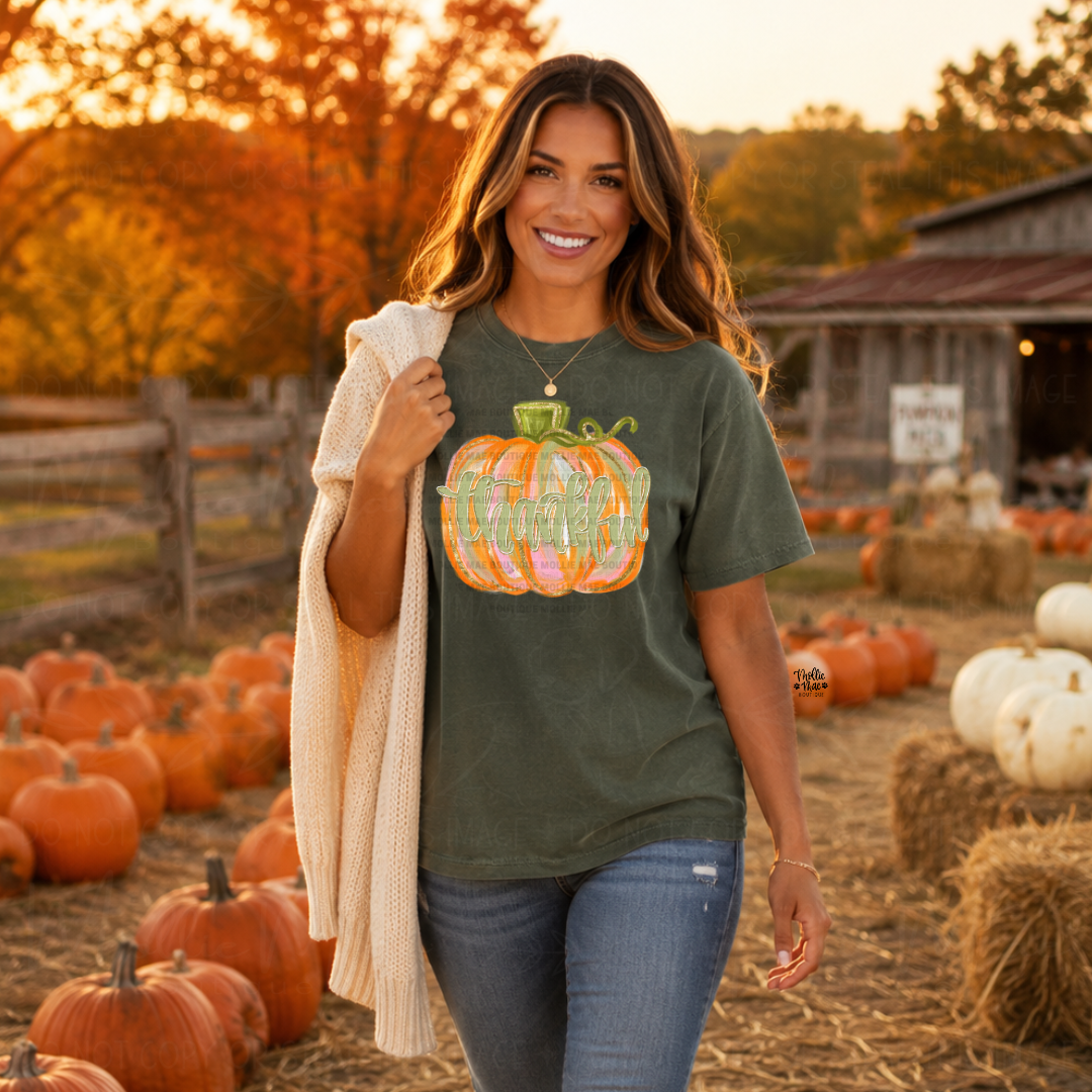 Thankful Watercolor Pumpkin Graphic Tee