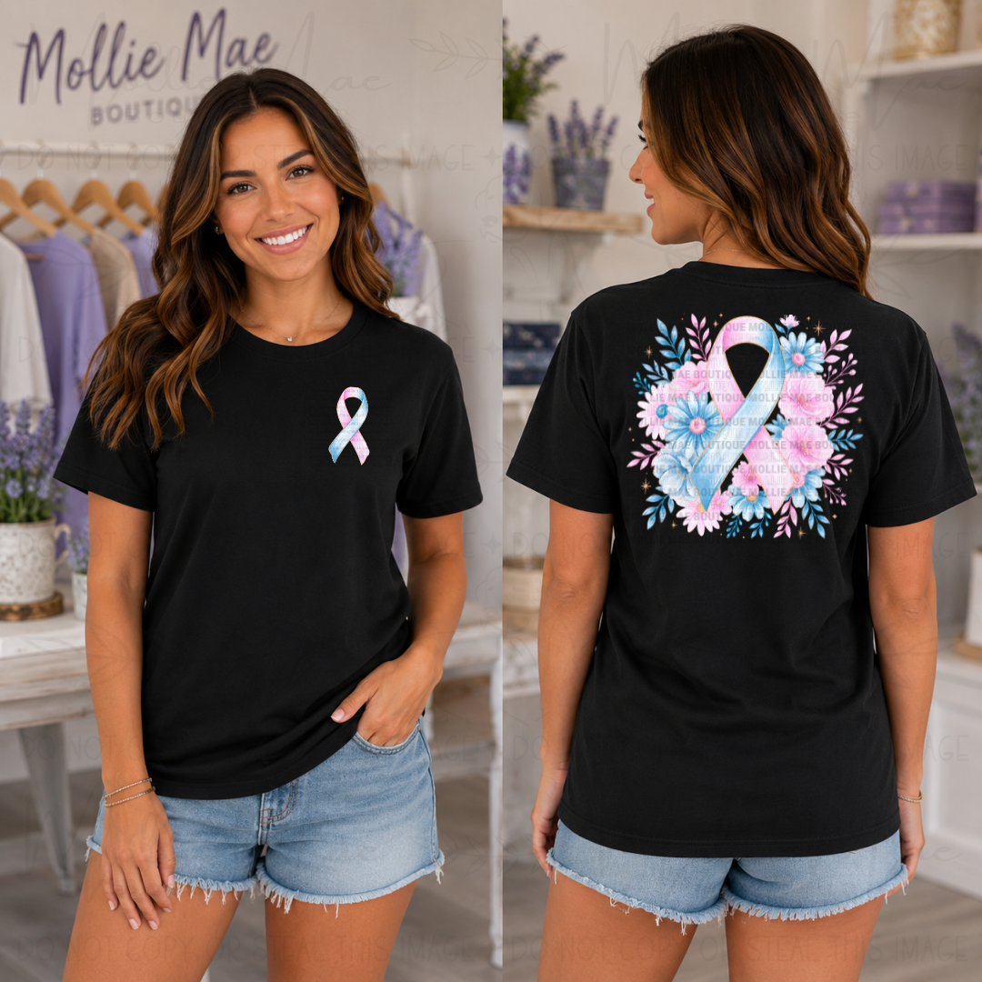Infant Loss Awareness Floral Ribbon Graphic Tee