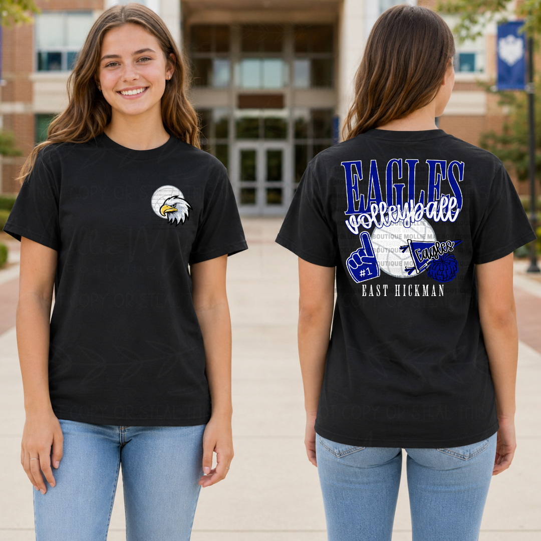 East Hickman Eagles Volleyball Front & Back Graphic T-Shirt