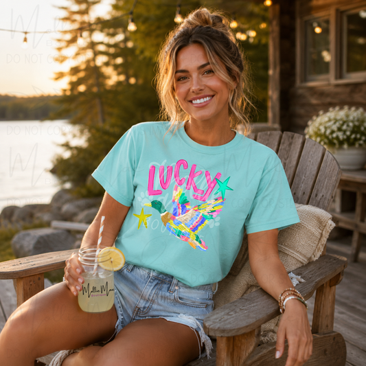 Lucky Duck Brushstroke Graphic T-Shirt