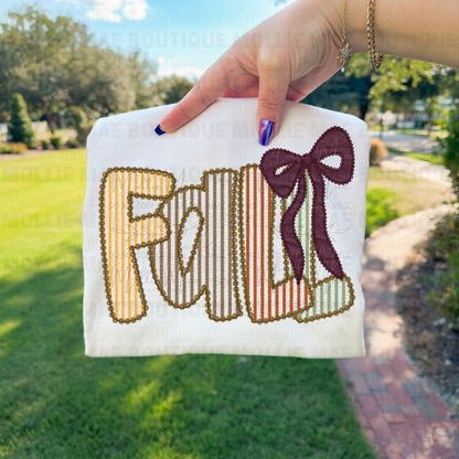 Fall Bow Seersucker Graphic Tee | Comfort Colors Ivory, Bay, or Yam