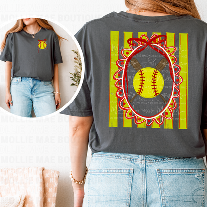 Softball Stripe Bow Graphic Tee or Sweatshirt