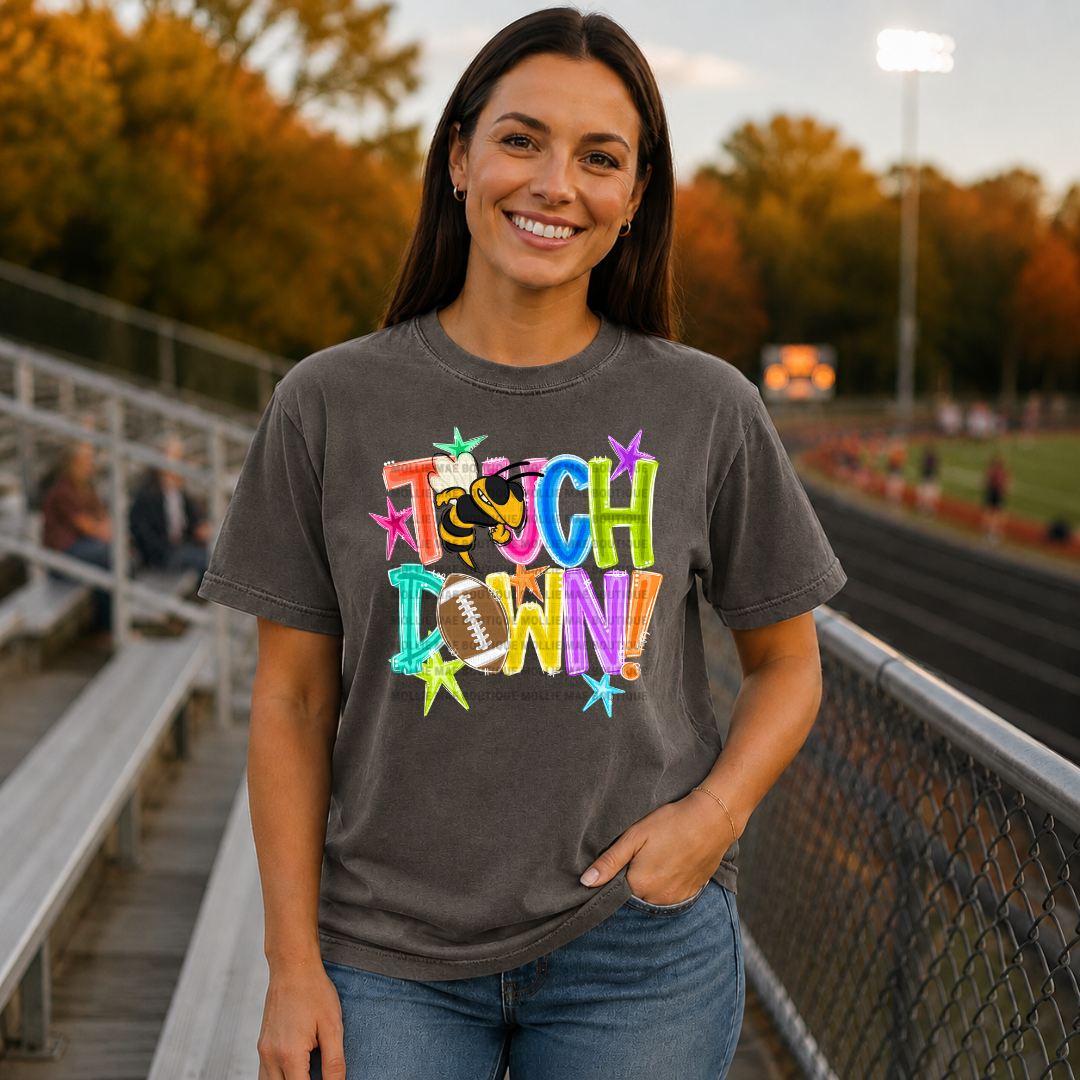 Yellow Jackets Bright Touchdown Football Graphic Tee