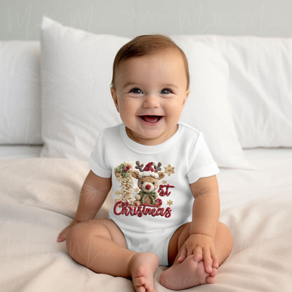 1st Christmas Faux Knit Graphic Onesie or Tee