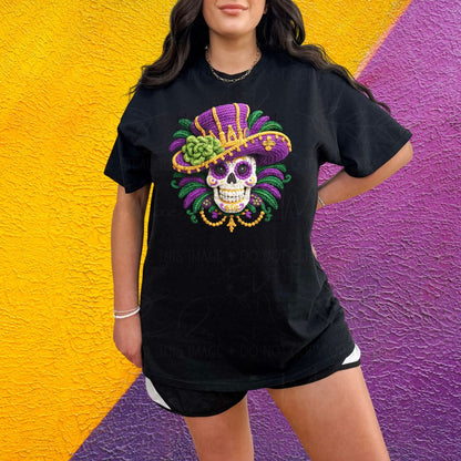 Mardi Gras Sugar Skull Graphic Tee