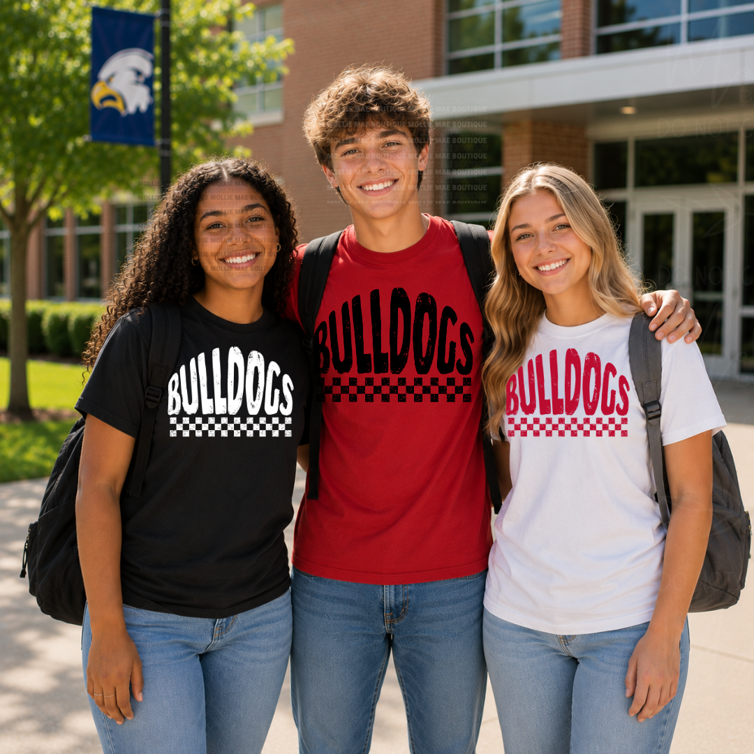 Hickman County Bulldogs Distressed Checkered Spirit T-Shirt