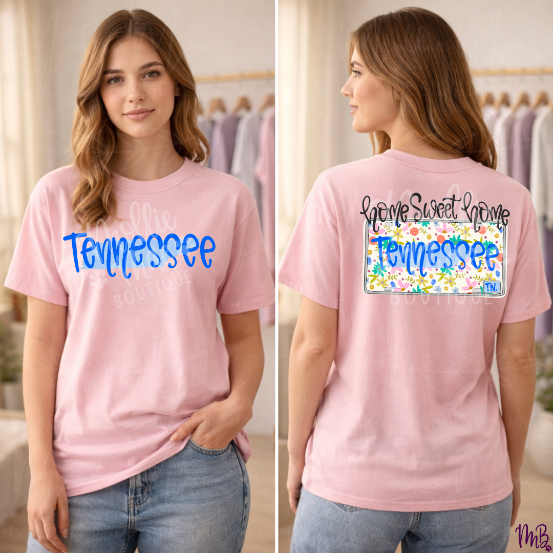 Tennessee Floral License Plate Graphic Tee