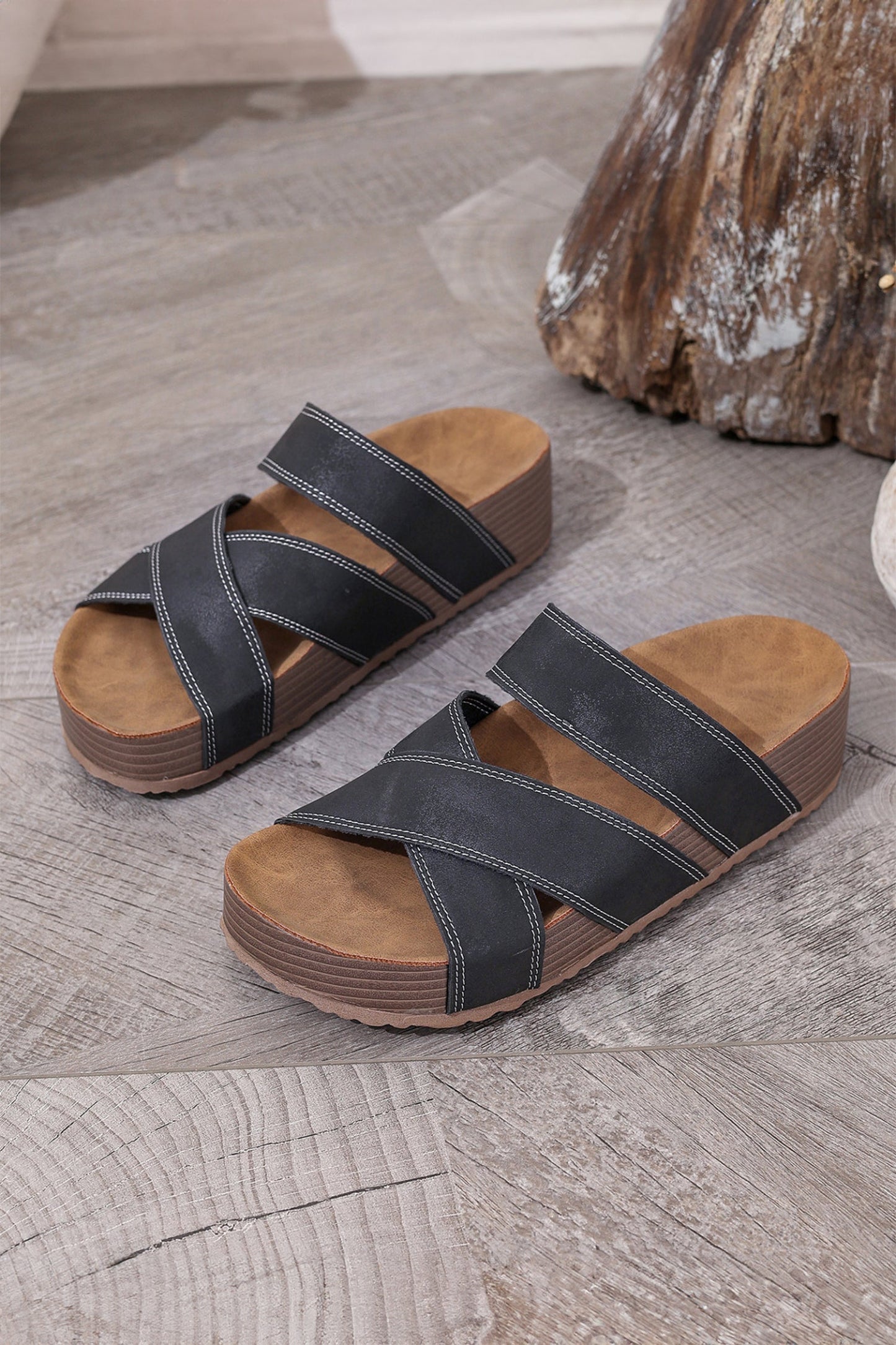 Kathryn Band Retro Platform Slippers boutique apparel from Mollie Mae Boutique