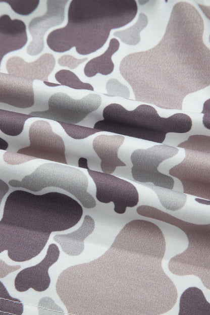 Abstract Camo Drawstring Elastic Waist Mini Skort