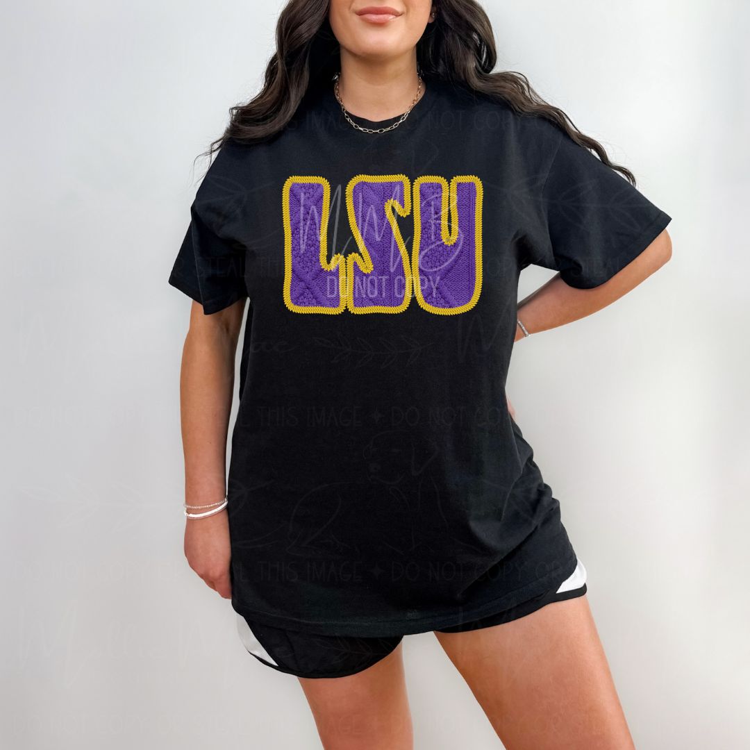 SEC College Faux Knit Graphic Sweatshirt or Tee