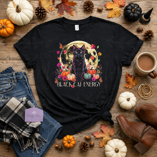 Black Cat Energy Halloween Graphic Tee