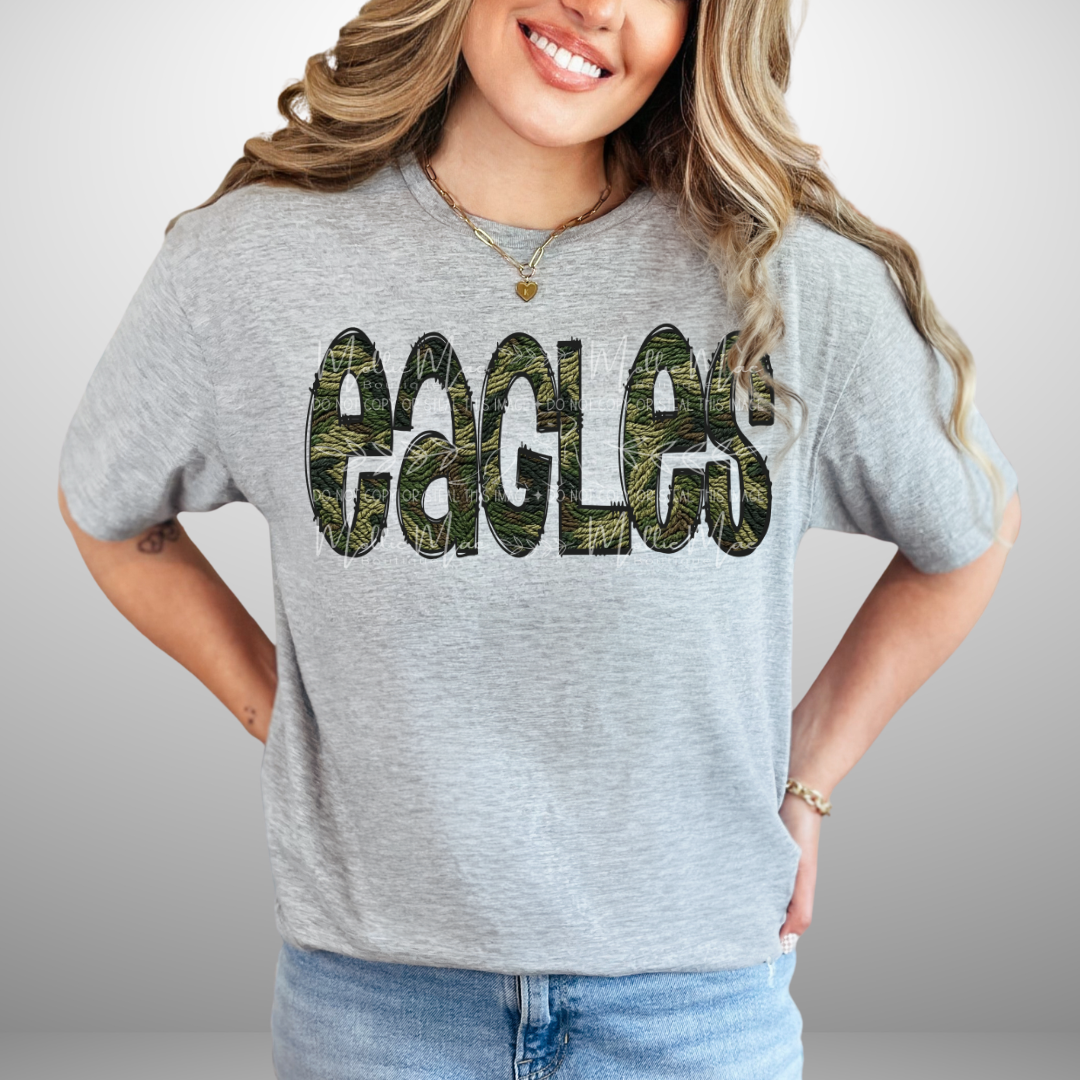 Eagles Camo Doodle Graphic Tee & Sweatshirt