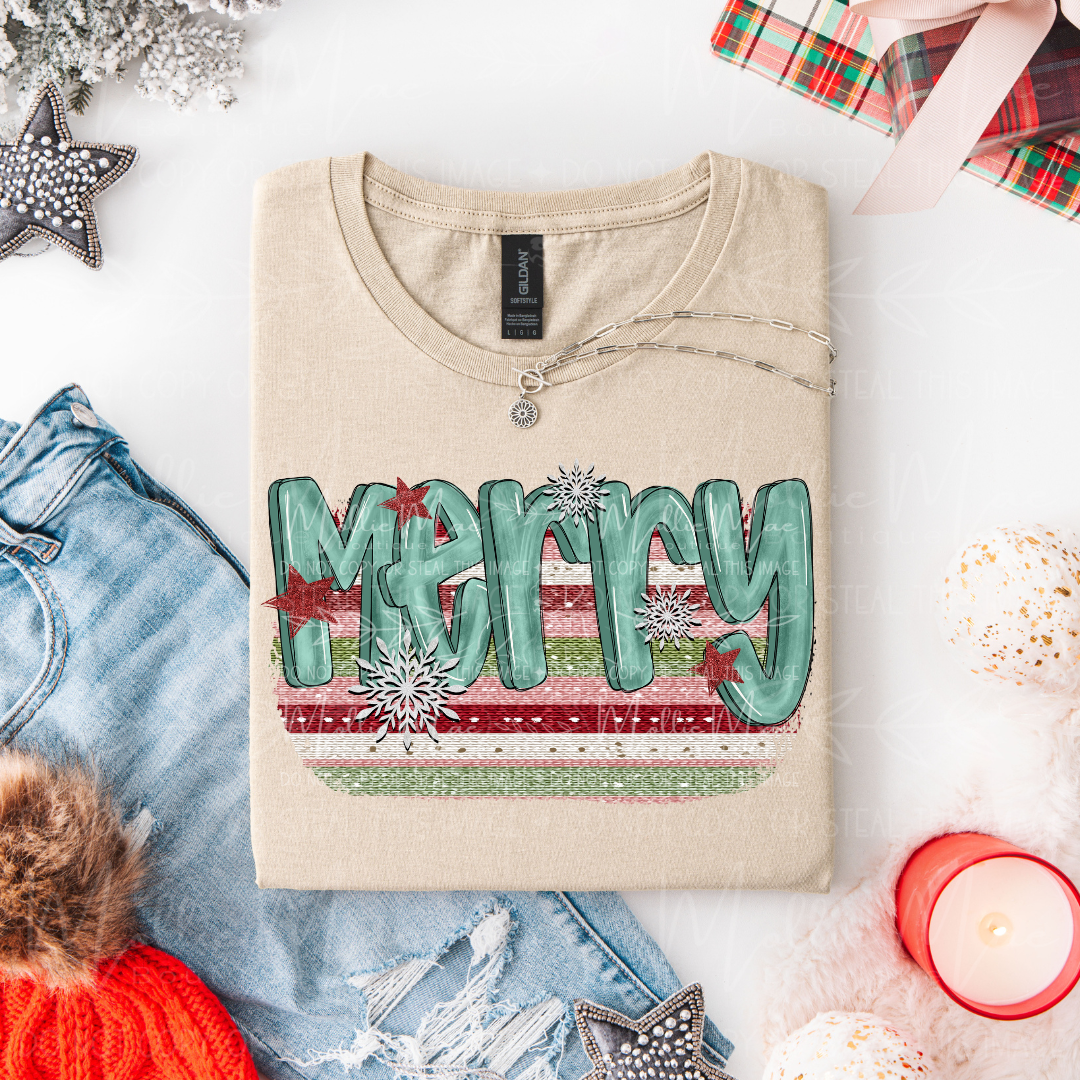Merry Mint Stripes Graphic Sweatshirt or Tee