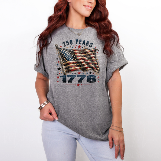 250 Years 1776 Vintage Flag Graphic Tee