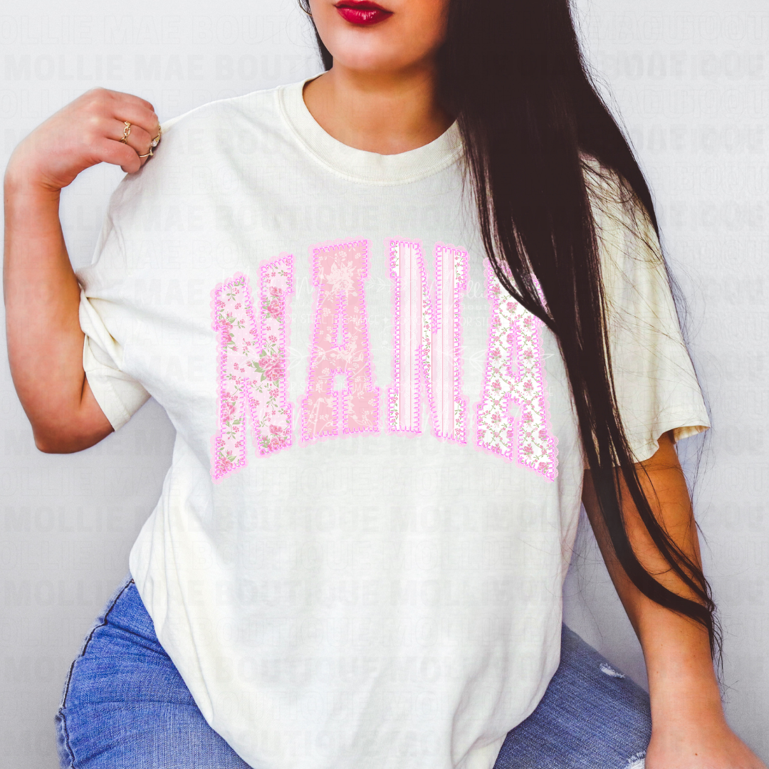 Vintage Pink Floral Nana Graphic Tee