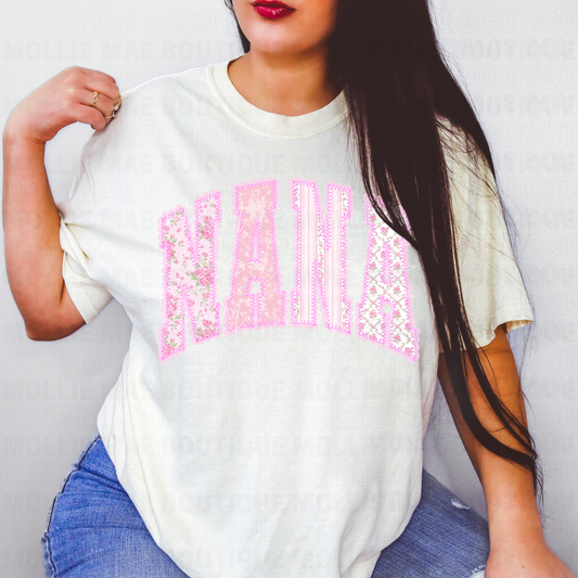 Vintage Pink Floral Nana Graphic Tee