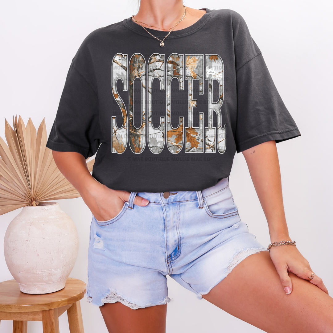 Grey Camo Soccer Graphic Tee