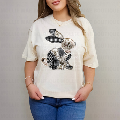 Vintage Patchwork Bunny Graphic Tee