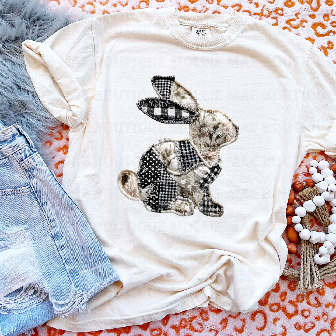 Vintage Patchwork Bunny Graphic Tee