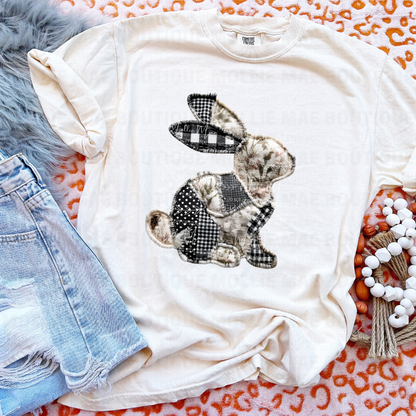 Vintage Patchwork Bunny Graphic Tee