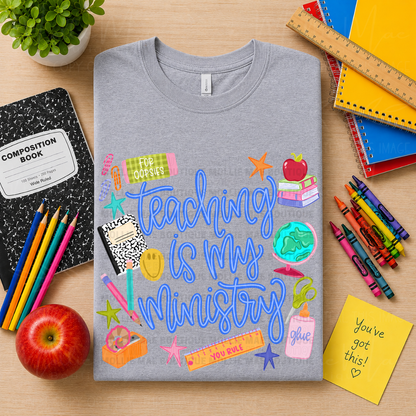 Teaching Is My Ministry (Blue Letters) Graphic Tee