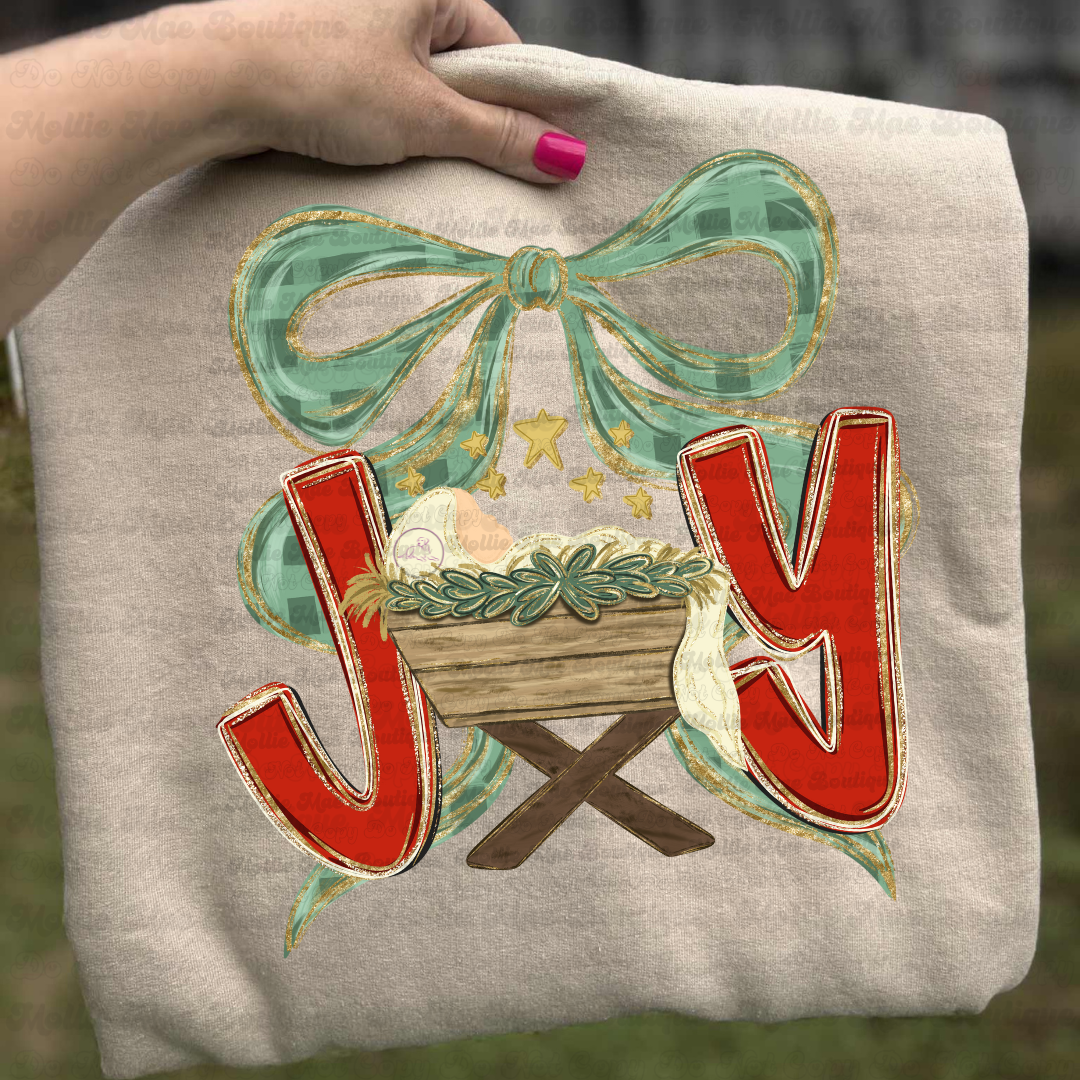 Joy to the World Bow & Manger Tee or Crewneck