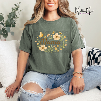 MAMA Flowers & Butterfly Tshirt