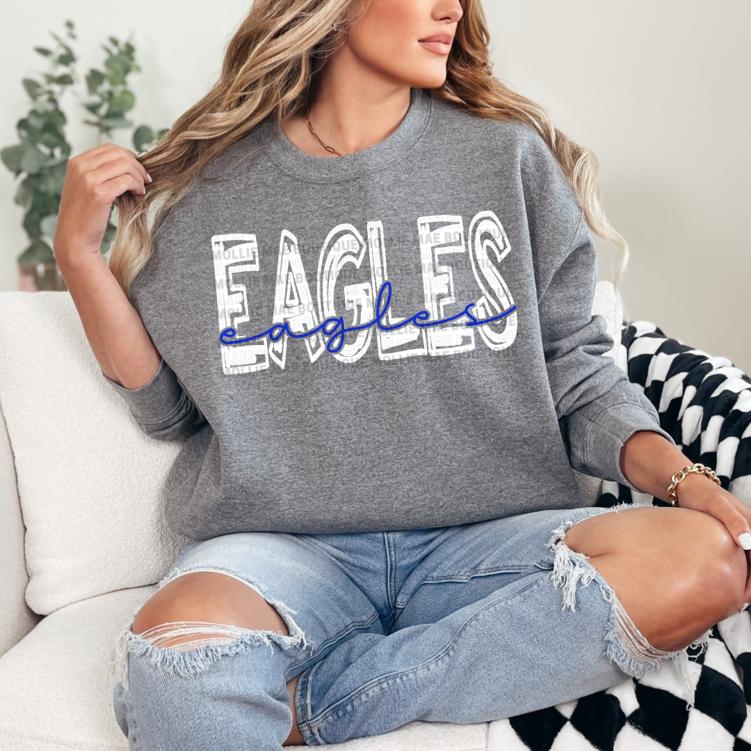 Eagles Layered Script Graphic Tee & Sweatshirt