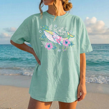 Coastal Bloom Whale Graphic Tee