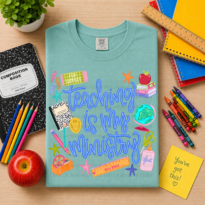 Teaching Is My Ministry (Blue Letters) Graphic Tee