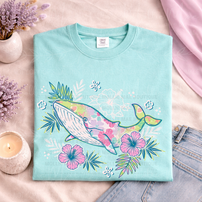 Coastal Bloom Whale Graphic Tee