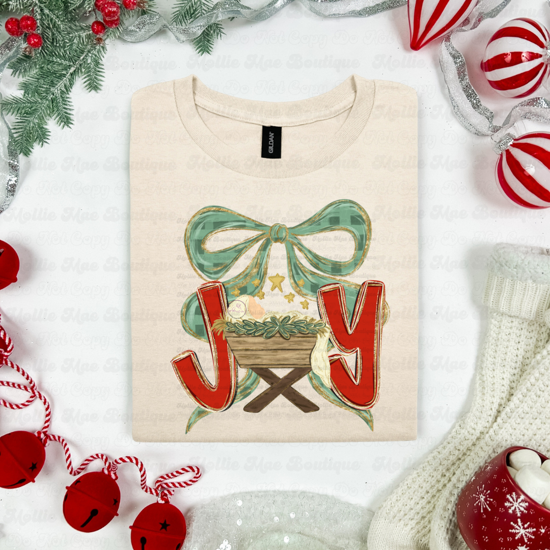 Joy to the World Bow & Manger Tee or Crewneck