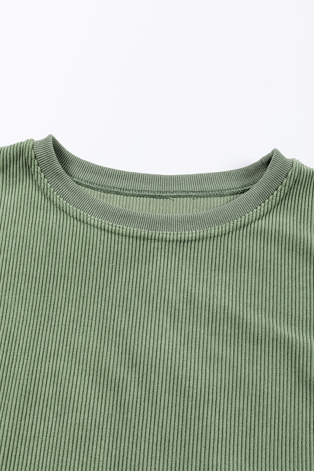 Grass Green ribbed corduroy oversized long sleeve sweatshirt with cozy boutique styling